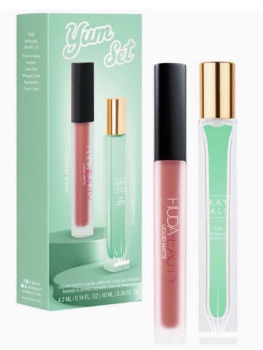 Huda Beauty Yum Set Liquid Matte Lipstick & Perfume Duo - Pink